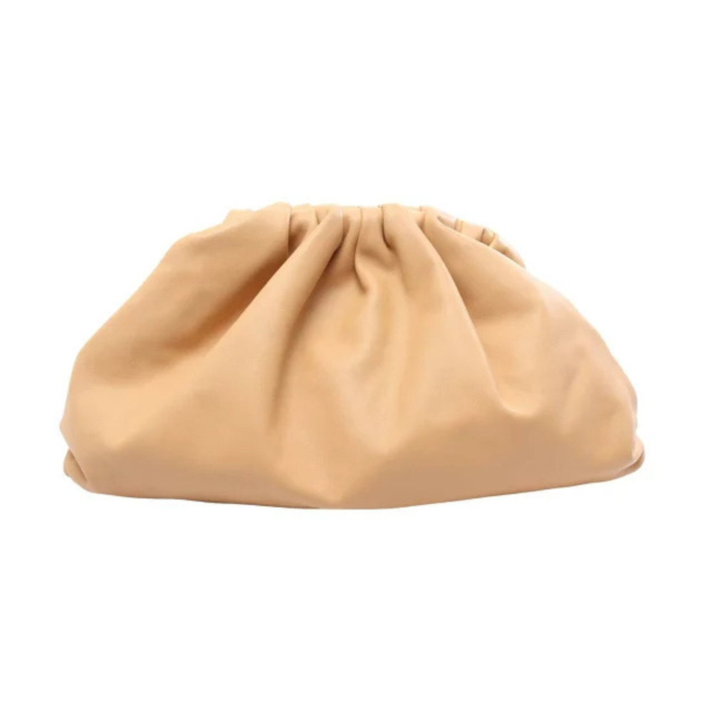 Bottega Veneta The Pouch Shoulder Bag Clutch Leather Beige Tan
